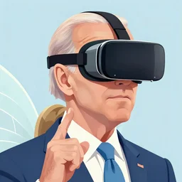 : president biden wearing vr goggles, shepard fairy style art, digital art, illustration, art station