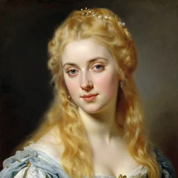 a beautiful portrait of a young and beautiful blonde princess with gentle eyes, art by franz xaver winterhalter, highly detailed, elegant, romanticism, neoclassicism, 1 8 5 0 s style painting, oil on canvas, vivid