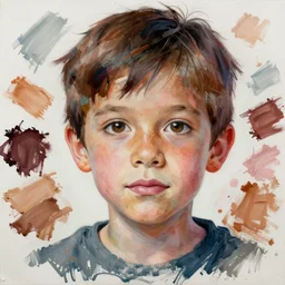 a messy painting of a 8 - year - old using all known skin tones by delphin enjolras, highly detailed, sharp focus, trending on artstation