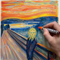 art using fluorescent crayons by edvard munch