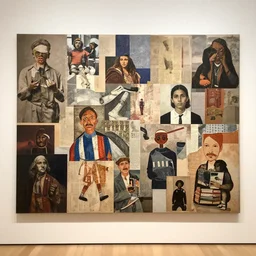 collage art on a wall at moma nyc