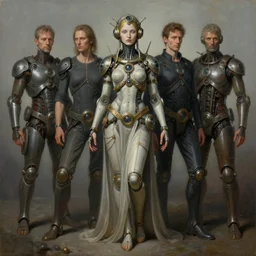 an uncut centered overdetailed hypermaximalist sideview fullbody portrait shot of clockpunk goddess of science. realistic painting by dragan ilic di vogo, andrei riabovitchev, tomasz alen kopera, glenn brown, giger. surrealism by peter gric. contra pose. muted smootg complementary colors. polished. visionary fineart.