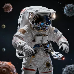 an cinematic portrait of an astronaut entering the micro atom realm of the microscopic multiverse with a tiny micro spaceship, cinematic lighting, under a microscope, trending on Artstation, highly detailed, insane details