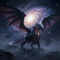 stormy galaxy with a dragon in the middle, octane render