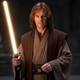 Charles Dance as Obi-Wan Kenobi using the force in the film Star Wars, very detailed, tall shot, looking forward, detailed hands, zoomed out