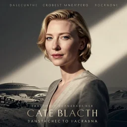 retro scifi poster of cate blanchett