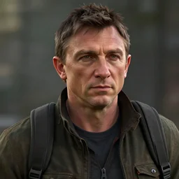 a screenshot of daniel craig in the video game the last of us. 3 d rendering. unreal engine. amazing likeness. very detailed. cartoon caricature