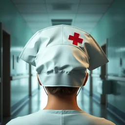 render of a nurse hat with an asylum background realistic vintage 8 k glossy hd
