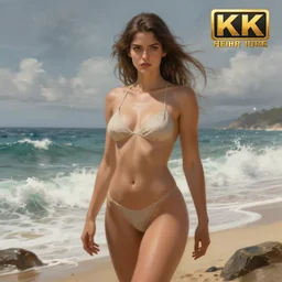 beautiful lady at the beach, fantastical, turbulent, highly detailed, fit body, digital painting, artstation, concept art, smooth, sharp focus, illustration, unreal engine 5, 8 k, art by stanley artgerm lau, wlop, rossdraws, frank frazetta, andrei riabovitchev, marc simonetti