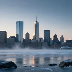 nuclear winter, boston massachusetts, near future, fantasy, sci - fi, hyper realistic, serene, morning.