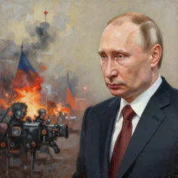 fall of putin's regime, 2 0 2 2, detailed painting