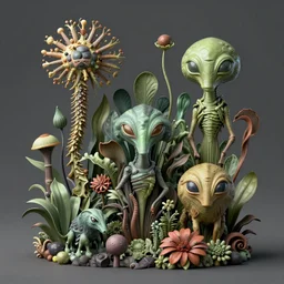 3 d model of hyper - detailed matte illustration of alien flora and fauna by iris van herpen based on plate 6 1 of art forms in nature by ernst haeckel
