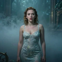 surreal scarlett johansson covered in chromatic abberations mysterious foggy misty room, beautiful, pscychodelic, trending on artstation, artwork by Nicolas Winding Refn