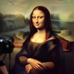 casual photograph of a woman sitting in a studio room pensively, with the poise and appearance of the ( ( ( ( ( ( ( mona lisa ) ) ) ) ) ) ), taken in 2 0 1 9 with a digital camera, full color, head shot