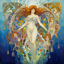 an hiper intricate oil painting of a beautifull woman surounded by hiper detailed inkdrop underwater, fluid acrilic art, melting colorfull wax drips, colorfull, excelent composition, wide shot, by yoshitaka amano, by greg rutkowski, by alphonse mucha by jeremyg lipkinng, by rhads, by ross tran, by artger