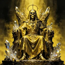 antipope on a throne of death, blasphemy, paganism, heathenry, leds, crystalline shimmers, giallo,