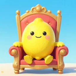 A Anthropomorphic Lemon sits on a throne