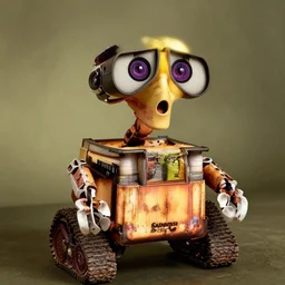 wall-e with head of salvador dalí surprised