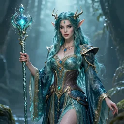 beautiful elemental water witch with ornate robes and staff, highly detailed, 4 k, hdr, smooth, sharp focus, high resolution, award - winning photo, artgerm, photorealistic