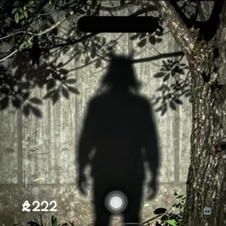 shadow monster hiding behind a tree, iphone photo, eerie, 2022
