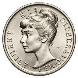 a one pound coin featuring the face of audrey hepburn