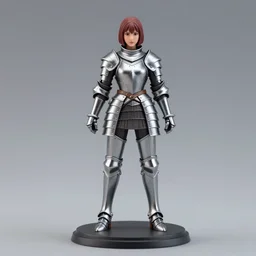 80mm, resin detailed model figure of a female wearing a silver knight armor