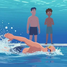 a swimmer in Pixar style by Stanley Artgerm and Tom Bagshaw