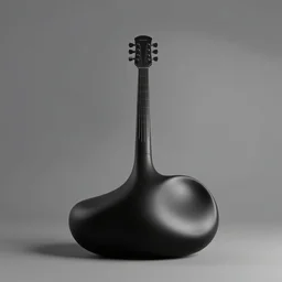 very distant shot render matte black high tech electronic musical instrument, organic shape, surface modelling, flow form, rounded edges, centered on studio gray background, all black design by nicole norris, james dyson, jonathan ive, braun design, technologic design, octane engine render, product concept unreal engine 6 render
