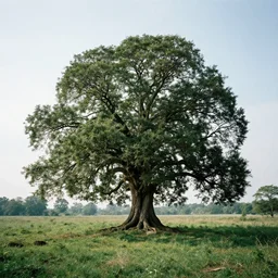 a beautiful landscape with an ancient mystical tree in the middle