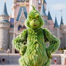 1 9 8 0 s photograph of the grinch smiling and having fun at disneyworld