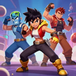 action posing brawl stars character, dynamic, art by kiira onew and paul chambers, trending on artstation, pixiv, beautiful