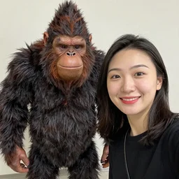 a sasquatch and a human pose for a picture together, instagram post, selfie, well - lit