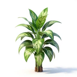 spotted prayer plant, stylized pixar-style 3d render, full body, isolated on a pure white background, centered, entire subject in frame, sharp focus, soft studio lighting