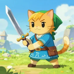 cat with sword, zelda cdi style