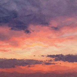 sunset sky of dusk, digital watercolor painting, trending on artstation