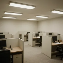 the backrooms : an endless maze of randomly generated office rooms and other environments. it is characterized by the smell of moist carpet, walls with a monochromatic tone of dirty off - white, 1 9 8 0's style carpeted walls and buzzing fluorescent lights