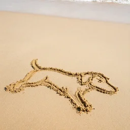 a dog made of sand at the beach