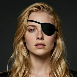 hyper realistic portrait of blonde girl with an eyepatch in the style of wayne barlowe, gustav moreau, goward, bussiere, roberto ferri, santiago caruso, luis ricardo falero, austin osman spare