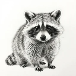 raccoon drawn in pencil