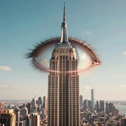 saurons eye on top of the empire state building, cinematic, wide angle lens 8 k