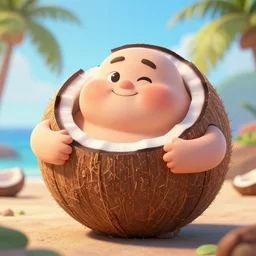 if you eat too much, you'll get very fat, coconut, coconut, cartoon, cartoon, highly detailed vfx, cinematic, volumetric lighting,