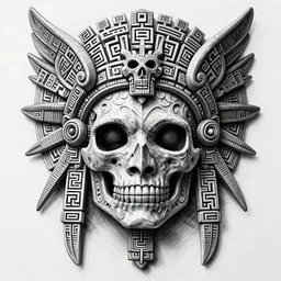 immortal galactic emperor hybrid aztec fantasy beautiful angellic symmetrical human elven face skull mask tattoo pattern concept, teonanacatl glyph, intricate artwork by, Johnatan Wayshak, Zdizslaw Beksinski, face by Artgerm, H.R. Giger, very coherent artwork, cinematic, hyper realism, high detail, octane render, unreal engine, 8k, High contrast, higly detailed black ink outline, crosshatch sketch gradient