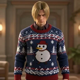 Albert Wesker in a holiday sweater, rendered cutscene, 4k