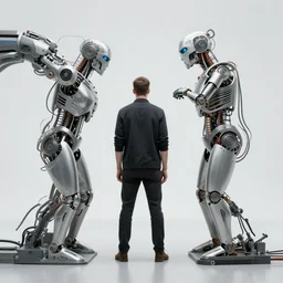 juxtaposition of man and machine