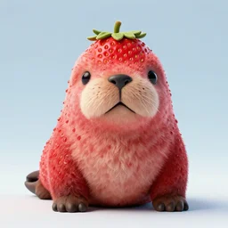 strawberry walrus shaped like walrus face of a walrus