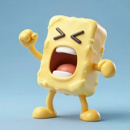 cartoon stick of butter screaming in pain, high quality, drop shadows
