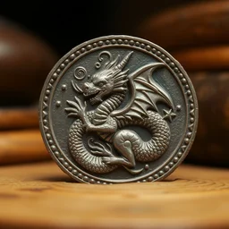 a coin carving by roman booteen, dragon