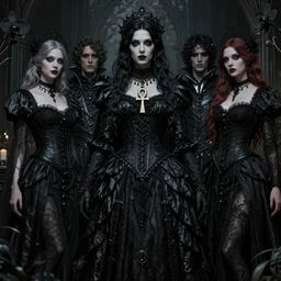 a stunning gothic knight by tom bagshaw, alphonse mucha, donata giancola, mary jane ansell, wearing an ornate raven dress, ankh necklace, horror, black magic, black orchids, gothic, dark academia, atmosphere, realism, octane render, dof, hyperdetailed, 8 k,