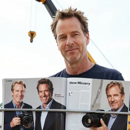 cbrian cranston with a long construction crane neck, metal bars, natural light, bloom, detailed face, magazine, press, photo, steve mccurry, david lazar, canon, nikon, focus