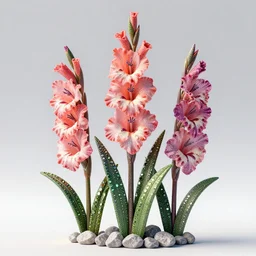 gladiolus flowers made from rocks and gemstones, unreal engine